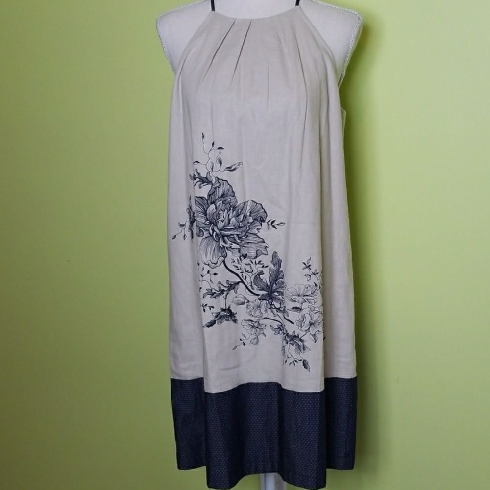 NWT LOFT halter top linen blend dress size 4